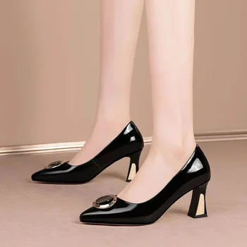 Cresfimix Zapatos De Mujer Elegáns, Fekete Kiváló Minőségű Pu Bőr Tavaszi / Nyári Csúszik a Magas Sarkú Cipő Hivatal A1141