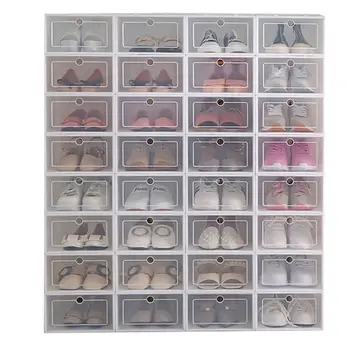 Nagykereskedelmi 24pcs Cipő Box Set Klasszikus Fehér Összecsukható Műanyag Tároló Tiszta Otthon Szervező cipősszekrény Stack MINKET CA&NJ raktár