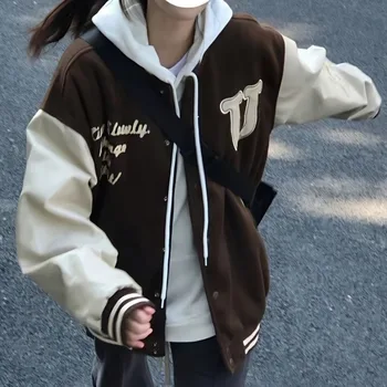 Deeptown Klasszikus Baseball Dzseki Női Dzseki Túlméretes Őszi Téli Főiskola Egyetemi Kabátok Koreai Divat Kabátok Streetwear