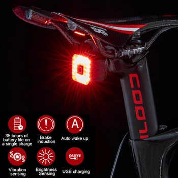 ÚJ Kerékpár Okos hátsó Lámpa Kerékpár Fék Figyelmeztető Lámpa Ultra Fényes Hátsó Lámpa USB Töltés LED-es Éjszakai Figyelmeztető Lámpa Hat Modle