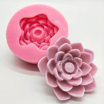 3D Lotus Szilikon Gyertya Csokoládé Öntőforma Kreatív Diy Kézzel készített Szappan Aromaterápiás Vakolat Penész Gyertya Penész