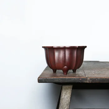 Kerámia Kör Faragott Lotus Forma Bonsai Pot Kezét Kínai Pozsgás Növények Kert Asztal Dekoráció