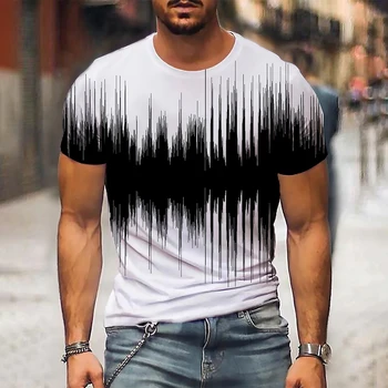 Férfi T-Shirt 3d Nyak Fekete Fehér Csíkos Túlméretezett Ruhák Alkalmi Napi Top Streetwear gyerekek fiú Rövid Ujjú Ruha Ruházat