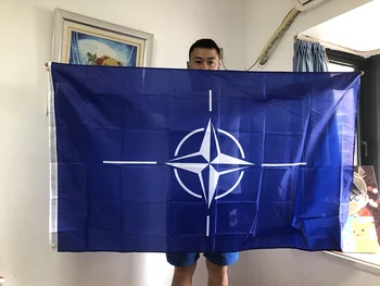 SKY NATO ZÁSZLÓ zászló 90x150cm kétoldalas nyomtatott Poliészter Észak-Atlanti Szerződés NATO Zászló Nemzetközi Szervezet Zászló