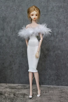 Fehér kötés Vékony ruha toll / 100% - ban kézzel készített 30cm baba ruha ruha 1/6 Xinyi FR ST Barbie Baba ruhák