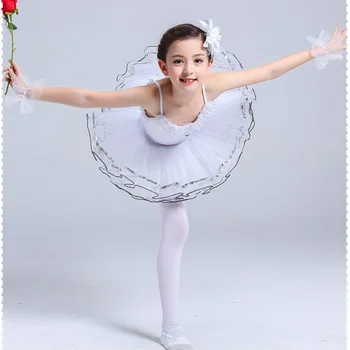 Gyermek Tánc Ruházat Gyerekeknek, Balett Szoknya Gyakorlat Előadás Jelmez, Színpad Ruha Hosszú Ujjú, hogy a Hattyúk Tava Lányok táncverseny