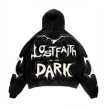 Deeptown Streetwear Túlméretes Fekete Grafikus Kapucnis Felső Nők Amerikai Retro Grunge Kapucnis Pulcsit Dark Goth Y2k Punk Hip-Hop Felső