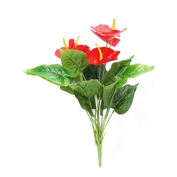 1Bundle művirágok Szimulált Anthurium Zöld Növények a Lakberendezési Hotel Dekoráció
