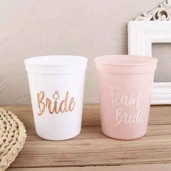 Fehér Műanyag Tyúk Fél Csapat Menyasszony Esküvői Dekoráció Diy Dekoráció, Party Kellékek Csésze Poharakból Isszák Drinkware Szemüveg